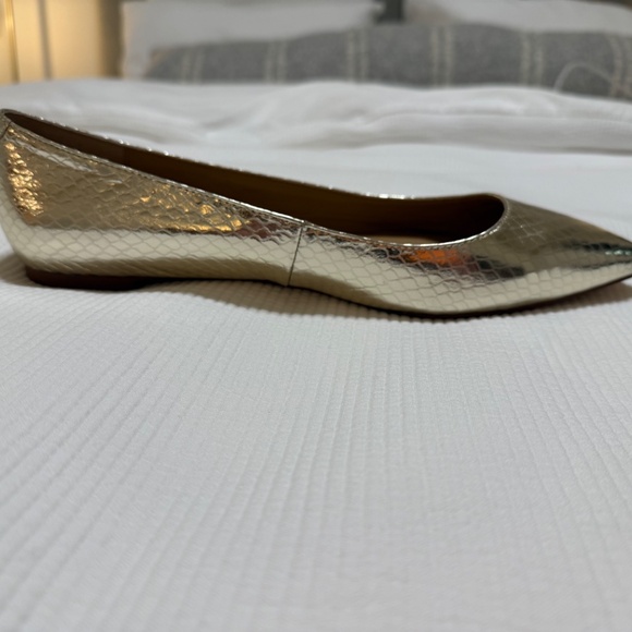 Gold Metallic Pointy-toed Banana Republic Flats, size 10 (NEW) - Picture 2 of 3